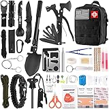 Survival First Aid Kit 142 in 1, Professional Survival Gear and Equipment with Molle Pouch, Gift for Men Dad Him Camping Hunting Fishing Outdoor Adventure (Black)