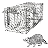HomGarden Live Animal Cage Trap 32'' Steel Humane Release Rodent Cage for Rabbits, Stray Cat, Squirrel, Raccoon, Mole, Gopher, Chicken, Opossum, Skunk, Chipmunks, Groundhog Squire