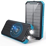 Solar Charger 36800mAh Solar Power Bank Wireless Portable Charger Quick Charge 3.0 Type C Input Port with 6 Outputs, Dual Flashlight External Battery Portable Charger Power Bank for iOS and Android…