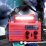 NOAA Emergency Weather Alert Radio Hand Crank Solar AM FM SW Radio Battery Operated Prepper Supply with Phone Charger,Earphone Jack,LED Flashlight,Reading Lamp,Rechargeable Survival Kit for Hurricane
