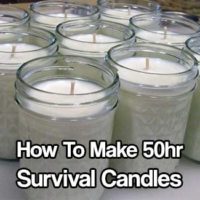 How To Make 50hr Survival Candles &mdash; If SHTF, candles will be one of the best things you could have stocked up on. Candles are cheap but do not last that long. This homemade recipe makes as many candles as you want and if used in the mason jars mentioned can last up to 50hrs, some even say 70+ hrs.