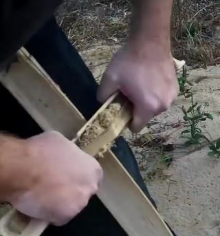 Preparing bamboo for a fire