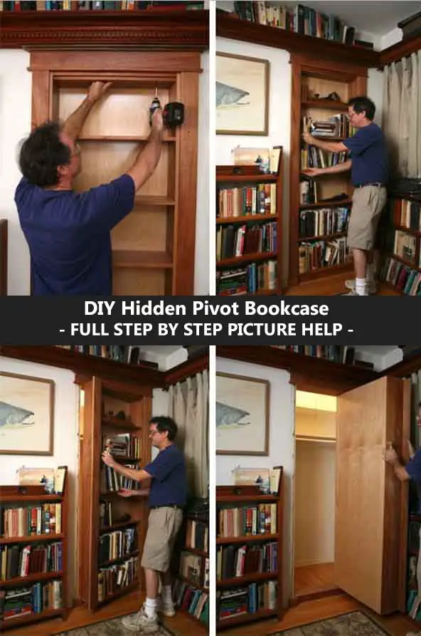 DIY Hidden Pivot Bookcase FULL STEP BY STEP PICTURE HELP SHTF