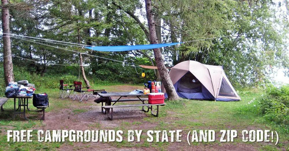 Free Campgrounds by State (and Zip Code!) 1 Free Campgrounds By State (and Zip Code!) - Who doesn’t like camping? I think everyone I know likes to camp at least once a year. I actually go camping more like 3 or 4 times a year. The cost can add up so I went hunting for some free campsites near me and came up with a database that shows you free campsites you can search by zip code.