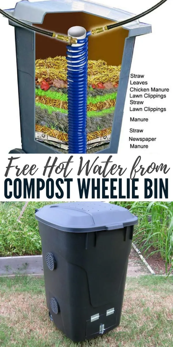 Free Hot Water from Compost Wheelie Bin - Compost can reach a core temperature of 70 degrees Centigrade. Conventional Hot Water systems are thermostatically set to heat the water to around 65 – 70 degrees centigrade. So at its peak this system will create very hot water for free.