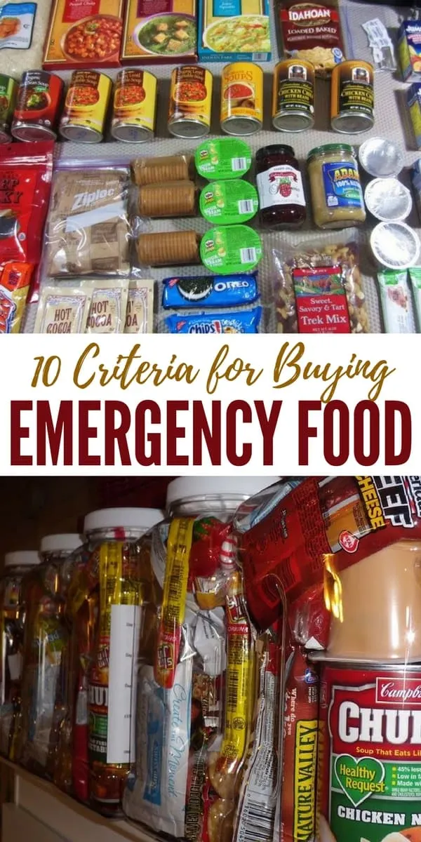 10 Criteria for Buying Emergency Food - Here is a list of 10 criteria to use that will help you determine which company is right for you and your situation. There is no one size fits all because of people's preferences, allergy considerations, or special dietary needs make it next to impossible for companies to be able to offer one item or package that will fit everyone.