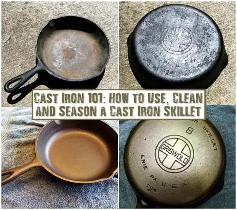 Cast Iron 101: How to Use, Clean and Season a Cast Iron Skillet - Cast iron pots and pans cook evenly, efficiently and best off all, use less fatty oils that regular pans. So that alone makes foods healthier. Don't throw out your rusty old cast iron pans! See how to bring them back to life!
