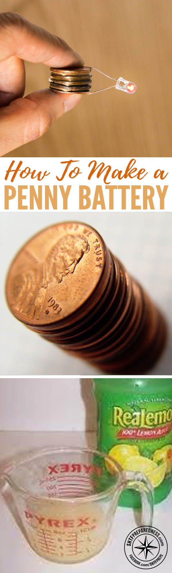 How To Make a Penny Battery — See how to make a penny battery today and always have a quick source of power in an emergency. Perfect for small projects like powering a small clock or LED's light bulbs.