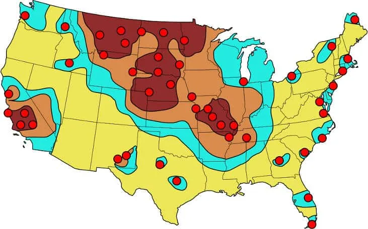 US nuclear strike map