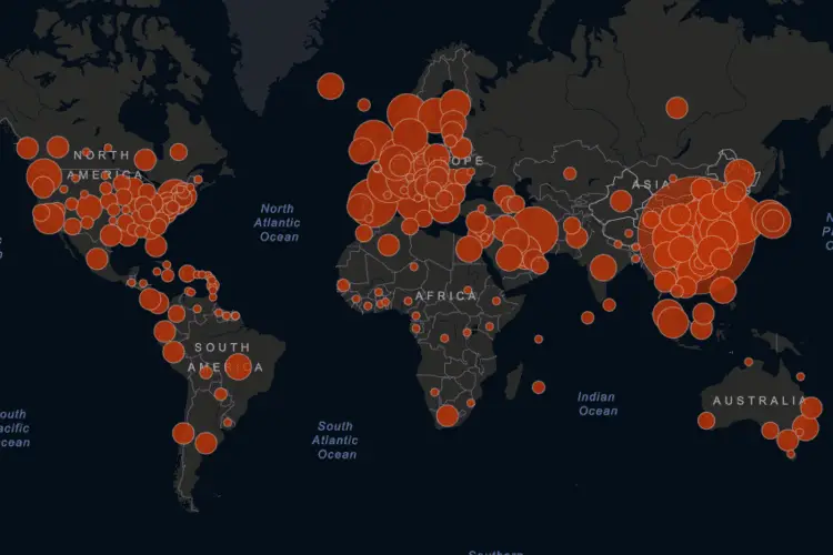 map of global cases of coronavirus