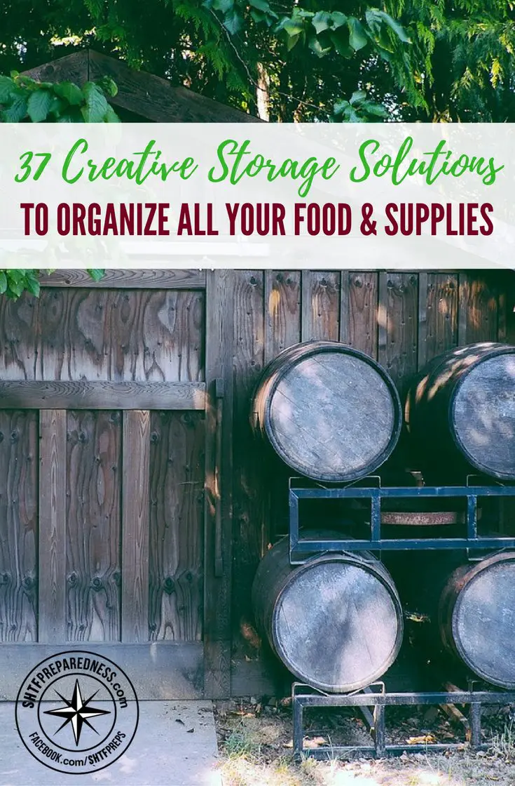 37 Creative Storage Solutions to Organize All Your Food & Supplies — One challenge we all seem to face is how best to store our stuff. Being prepared means having a large stock of necessities (and some luxuries) on hand. It also means you need to figure out how to maximize your storage space, so you actually have some room to live.