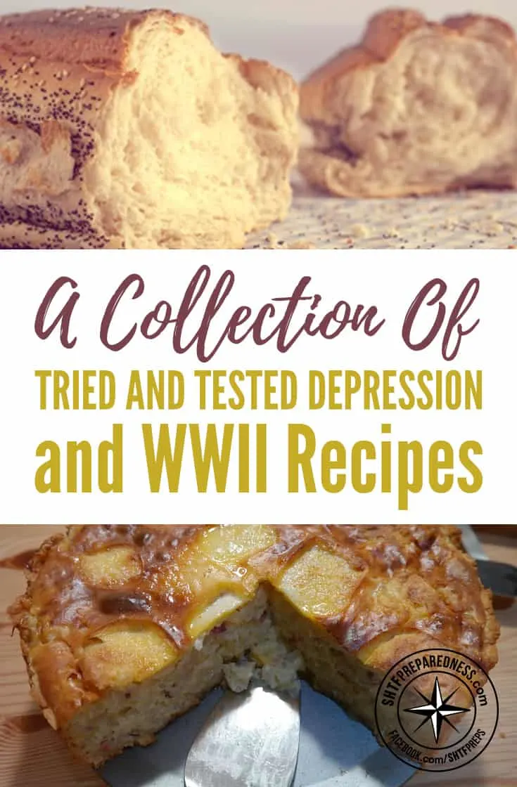 A Collection Of Tried And Tested Depression and WWII Recipes - People who lived through the great depression and WW2 had it rough, no jobs, no money and little food. Scary to say it but that could happen again at anytime. Even in this day and age.