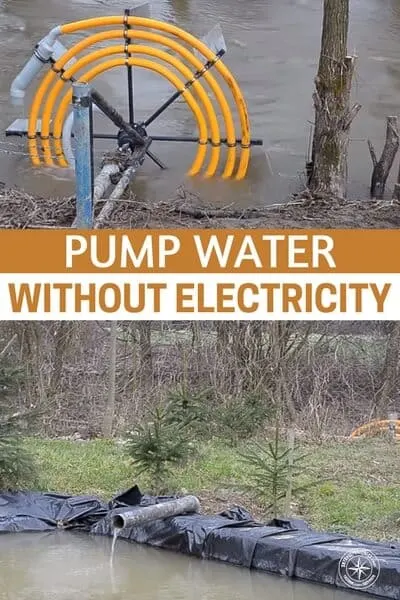 Pump Water Without Electricity - Consider a hydro powered water pump that requires no external energy (electric, solar or otherwise) using only the current of the water to power your water pump. It works due to the water in the wheel being higher than the release pipe, the larger the wheel the more pressure you will have to pump the water. More coils provide a greater head lift, or ability to pump uphill. What a ingenious idea and could be a lifesaver.