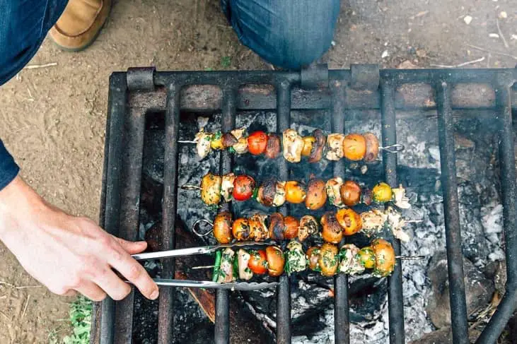 Kabobs are fun and easy make ahead meals to cook over a campfire at night