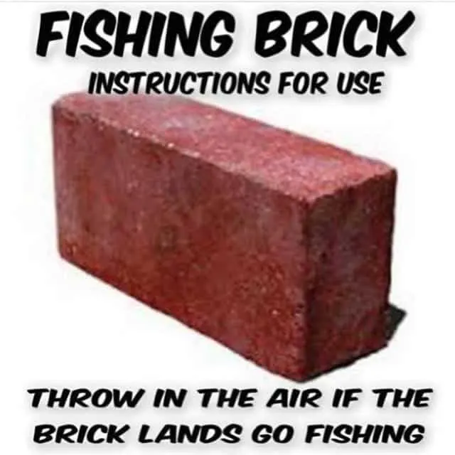 Fishing Brick - Instructions for use: throw in the air... if the brick lands, go fishing