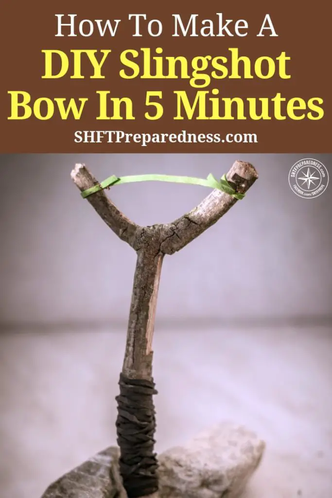 How To Make a DIY Slingshot Bow In 5 Minutes — Take 5 minutes to make this awesome, powerful DIY slingshot. This will not only make you feel awesome because you make something but give you the satisfaction that you have another way to catch food.