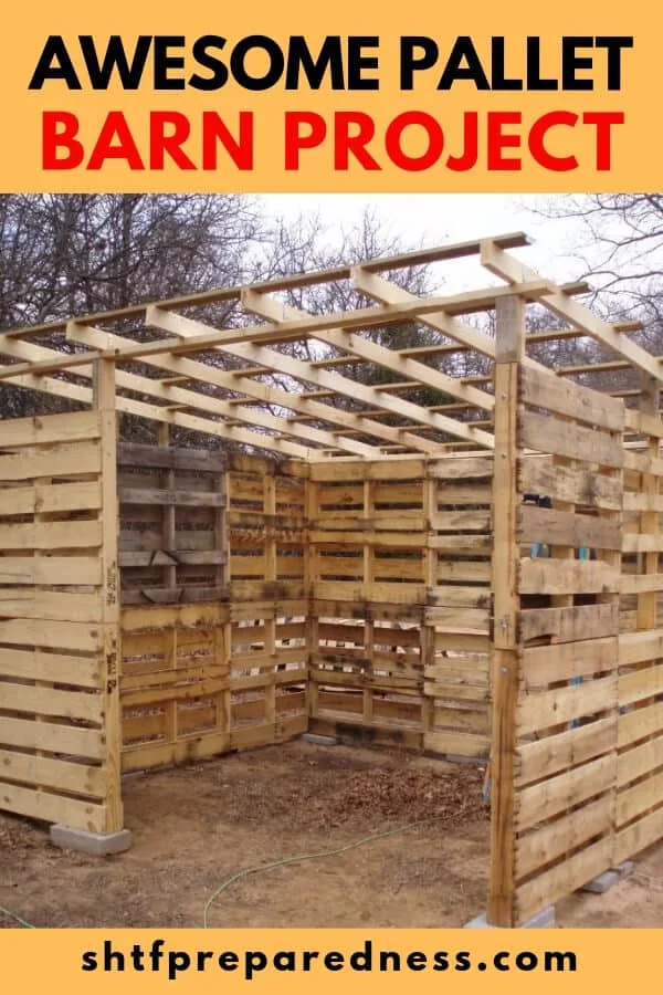 Awesome Pallet Barn Project - This pallet barn would be great for animals or to store stuff. Heck, you could even make a room or an office in one if you wanted too. When acquiring pallets, remember to always look for a stamp that says HT… This means heat treated and is safe to touch and build with.