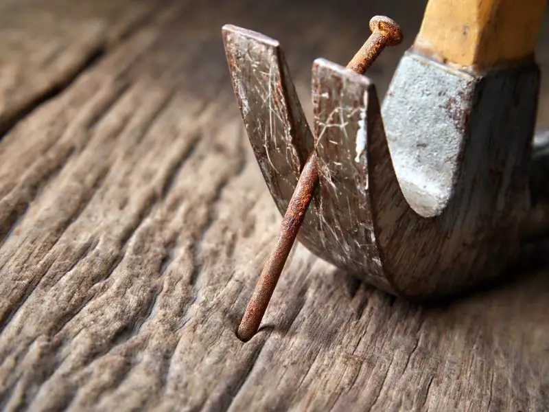 Pulling an old nail out of wood