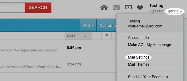 In the upper right hand corner of your account, click on "Options". From there, click "Mail Settings".