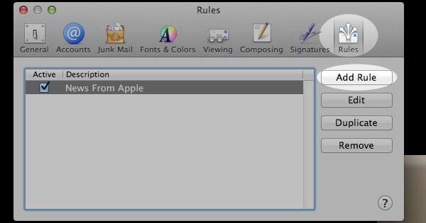 In the "Preferences" window, click the "Rules" icon. Then, click the "Add Rule" button.