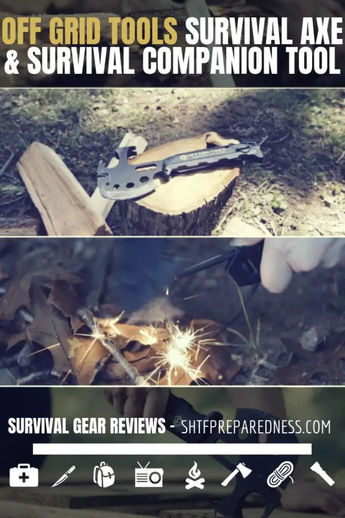 Off Grid Tools Survival Axe Review - The Off Grid Tools Survival Axe is a full tang hatchet with a solid handle that offers an assortment of very useful multi-tool options.