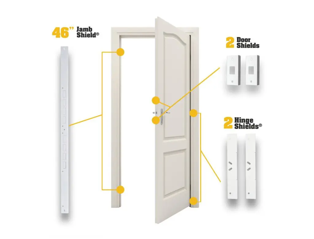 Door Armor components Door Armor Review - Door Armor reinforces weak points on your door and frame and helps secure your door from being kicked in by home invaders or thieves.