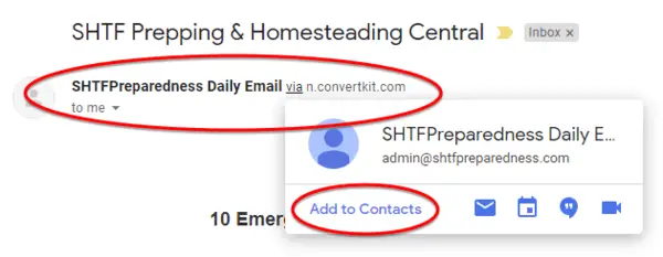 Add sender to your Gmail contacts to whitelist