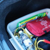 Emergency car survival kit in the trunk