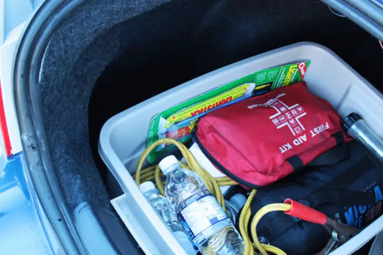 Emergency car survival kit in the trunk