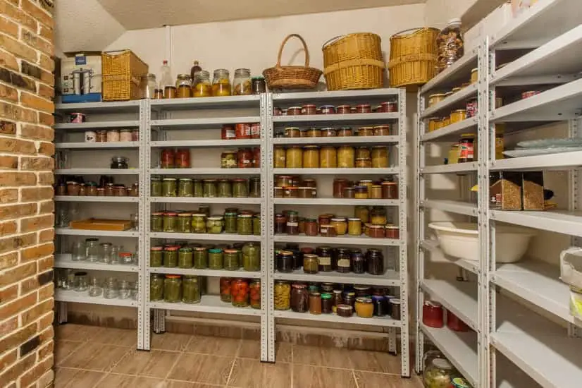 shelves of canned and dehydrated goods