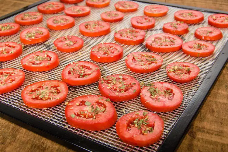 dehydrated tomatoes on a mat