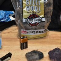 diy firestarters, steel wool, battery, duct tape, vaseline