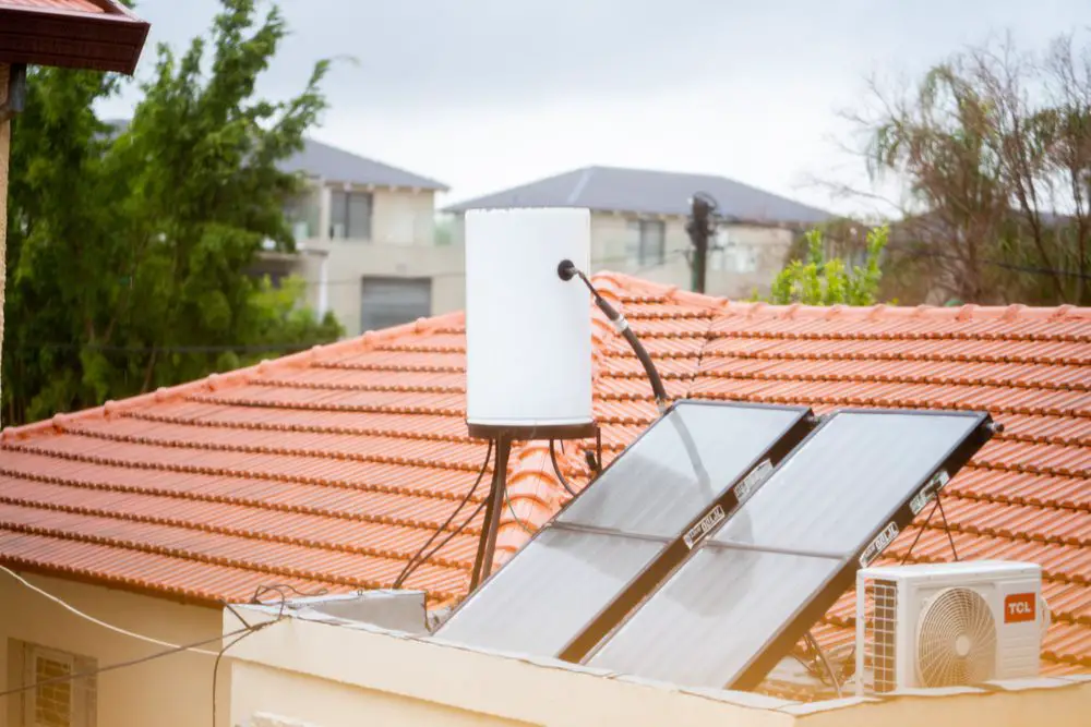 Solar Heating Panels Installed On The Roof