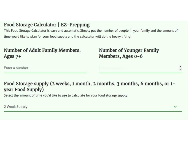 EZ Prepping Food Storage Calculator