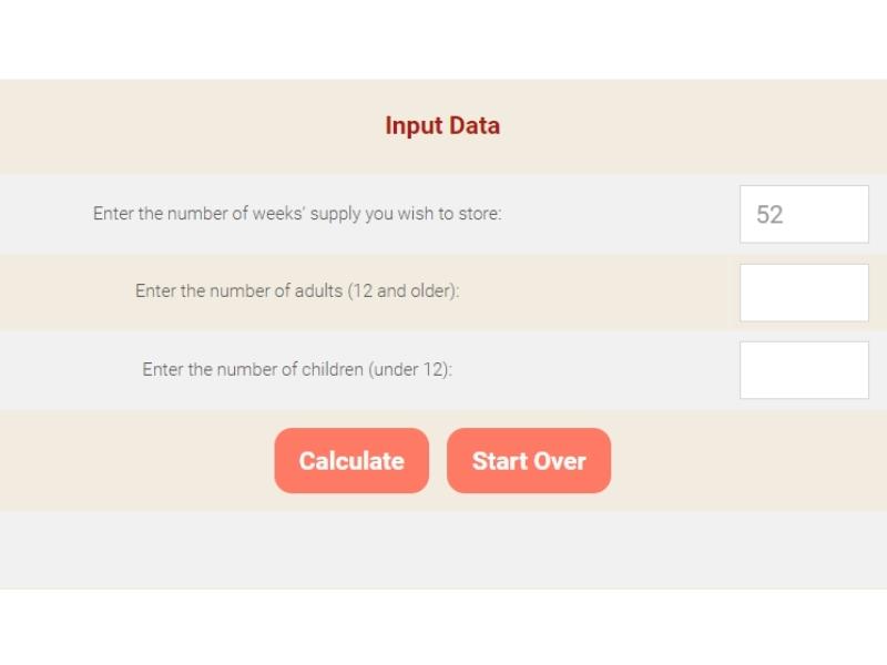 Provident Living Food Storage Calculator