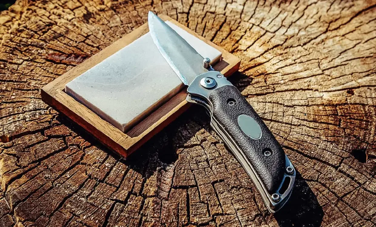 Finer-grained stones refine the edge and polish it to a razor-sharp finish