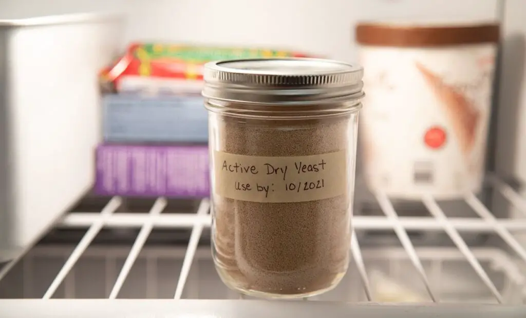 Dry yeast stored in freezer