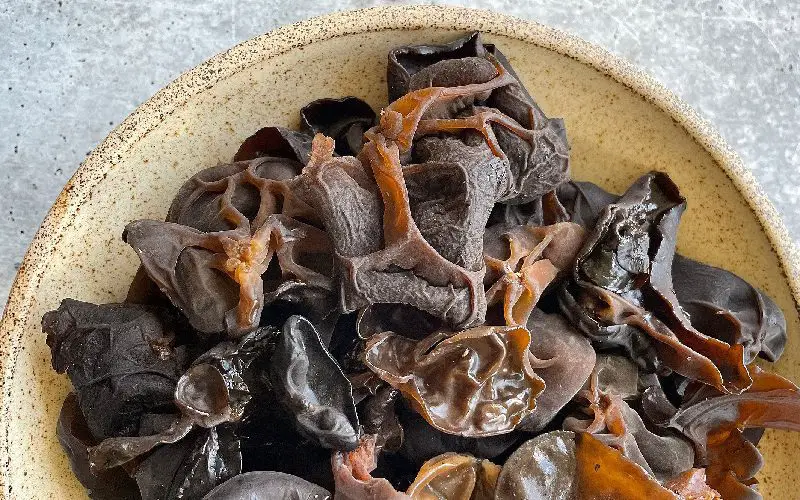 Wood ear mushrooms on a plate