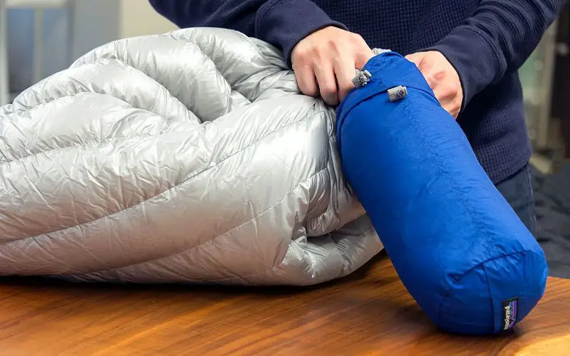 preparing a sleeping bag for transport