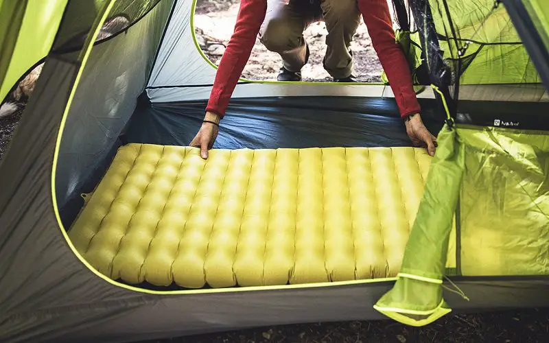 putting a sleeping pad in tent