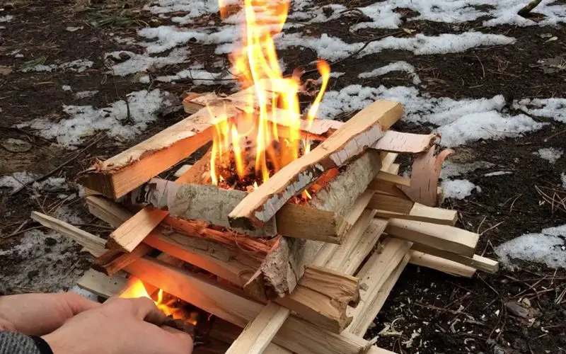 log cabin campfire