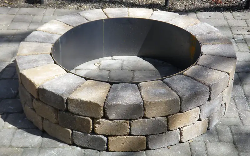 above ground fire pit made of brick