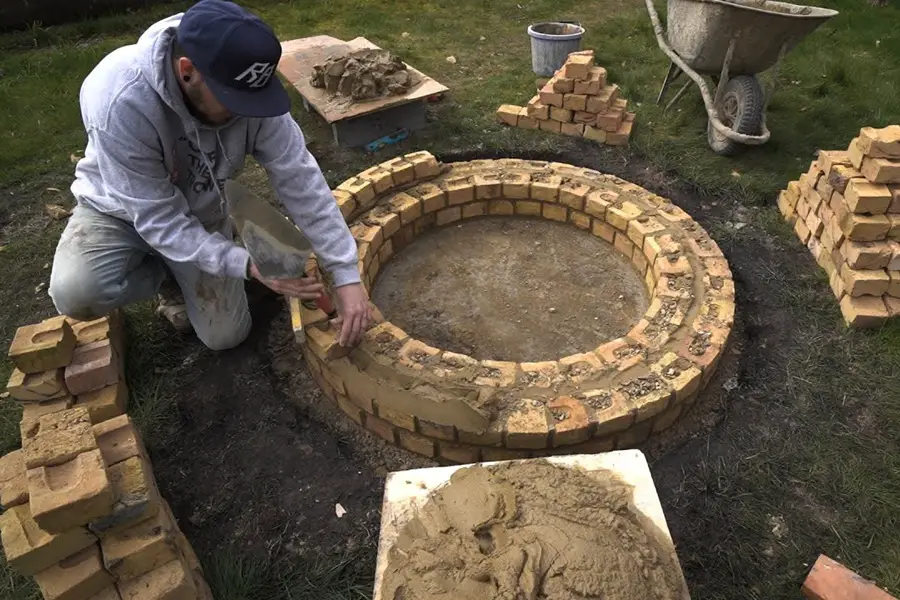 building a fire pit with bricks