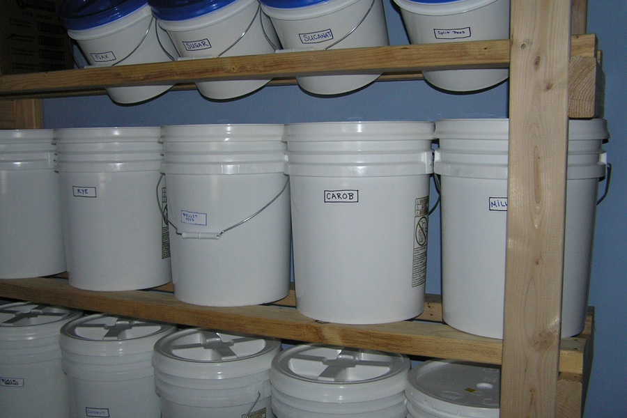 storing food in buckets